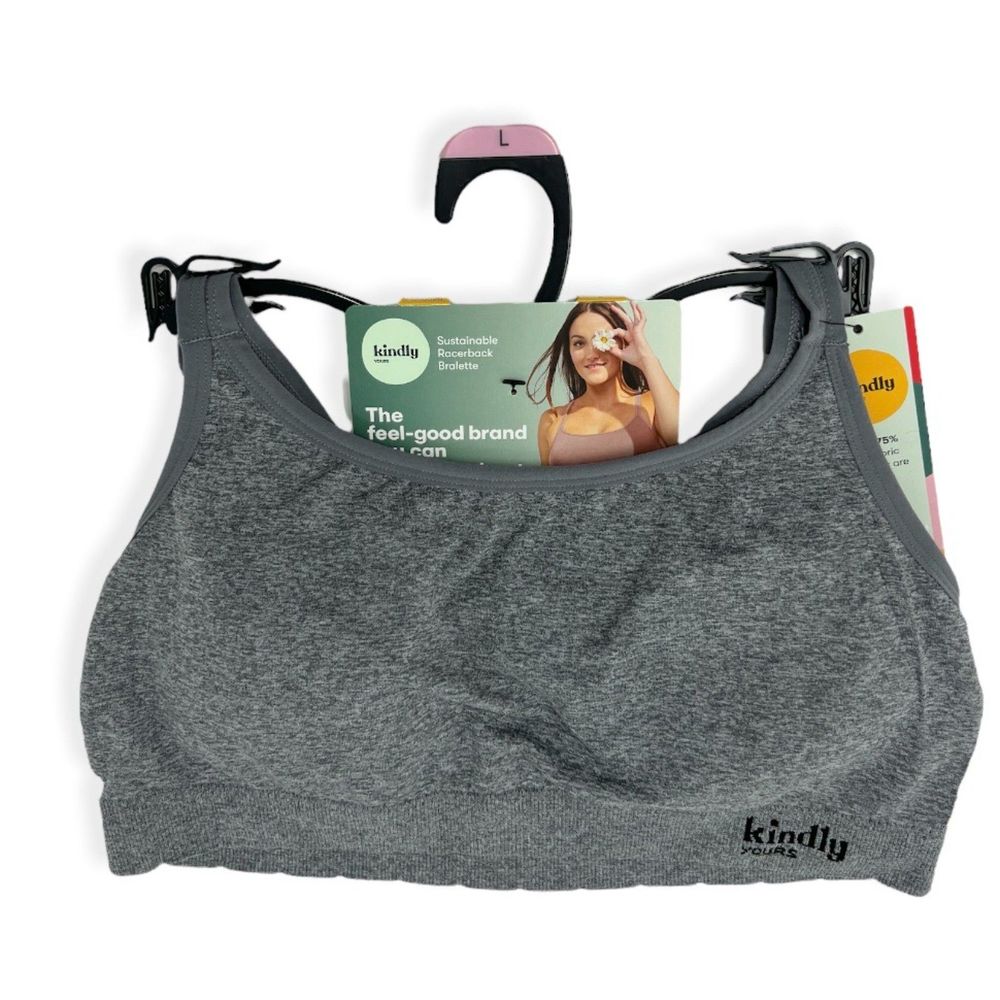 Women's Bralette Seamless Sz Large Kindly Yours Gray Bra